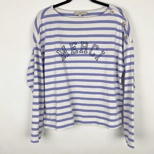 LOFT Striped MERCI Harbor Tee Long Sleeve Boat Neck T‎ Shirt Top Women's L
